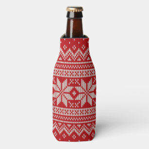 Rafraîchisseur Pour Bouteille Motif de tricot de chandail de Noël - ROUGE