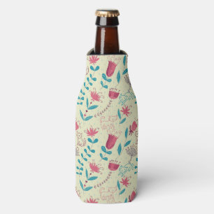 Rafraîchisseur Pour Bouteille Motif floral avec des chats de bande dessinée