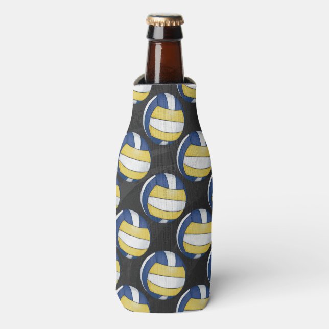 Rafraîchisseur Pour Bouteille Motifs de volley-ball bleu et jaune (Bottle Devant)