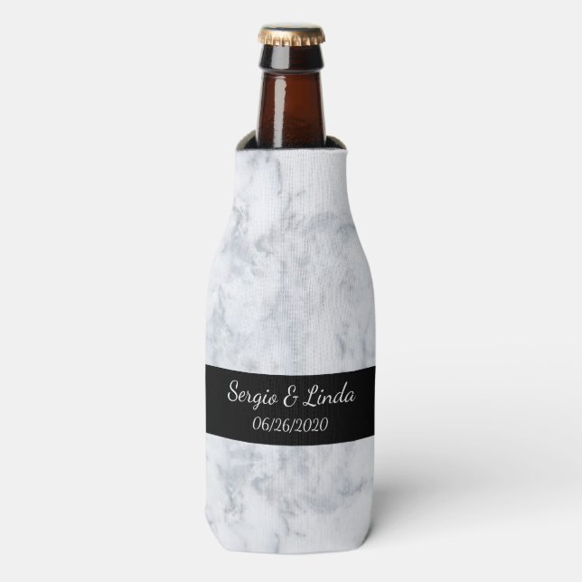 Rafraîchisseur Pour Bouteille Nom et date du marbre (Bottle Devant)