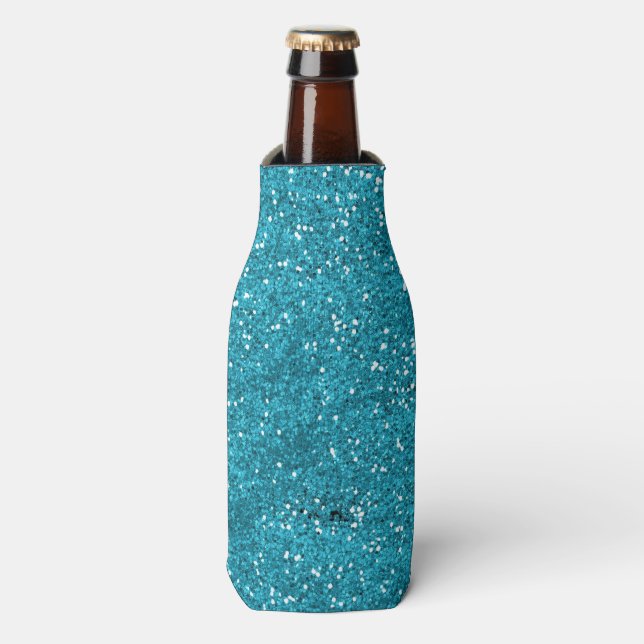 Rafraîchisseur Pour Bouteille Parties scintillant bleu turquoise design (Bottle Devant)