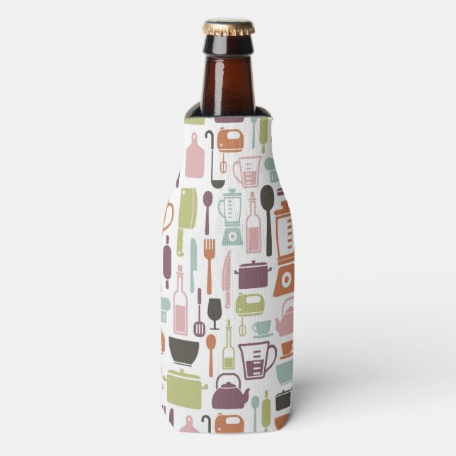 Rafraîchisseur Pour Bouteille Pattern with colorful cooking icons (Bottle Devant)