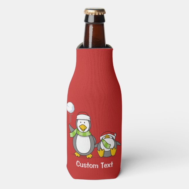 Rafraîchisseur Pour Bouteille Pingouins de Noël (Bottle Devant)