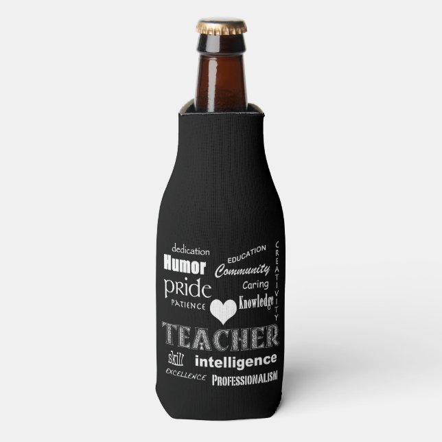Rafraîchisseur Pour Bouteille Pride de l'enseignant - Coeur blanc (Bottle Devant)