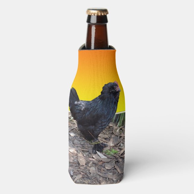 Rafraîchisseur Pour Bouteille Rooster de Fluffy Noir, (Bottle Devant)