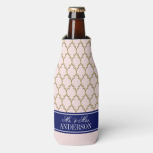 Rafraîchisseur Pour Bouteille Rose Pâle Or Marocain #4 CB Navy Nom Mariage