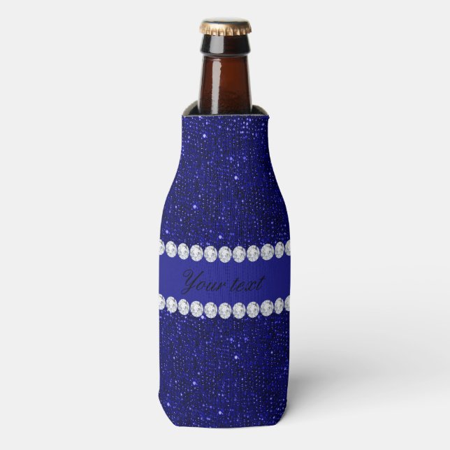 Rafraîchisseur Pour Bouteille Séquins et diamants de marine classique Personnali (Bottle Devant)