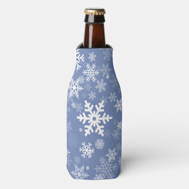 Rafraîchisseur Pour Bouteille Snowflakes Personnaliser graphique Arrière - plan  (Bottle Devant)