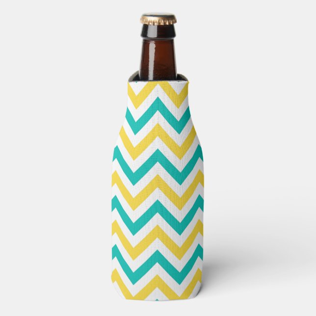 Rafraîchisseur Pour Bouteille Teal, Pineapple, Wht Large Chevron Zig Zag (Bottle Devant)
