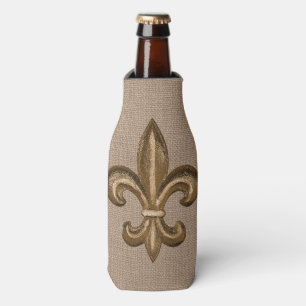 Rafraîchisseur Pour Bouteille Toile de jute de French Fleur de Lis Faux d'or de