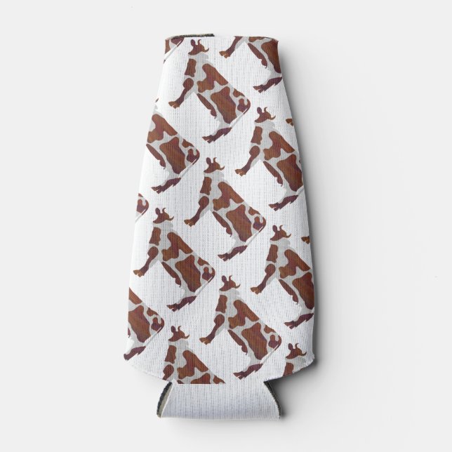 Rafraîchisseur Pour Bouteille Vache Brown et blanche Silhouette (Devant)