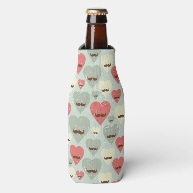 Rafraîchisseur Pour Bouteille Valentine motif avec coeur et moustache (Bottle Devant)