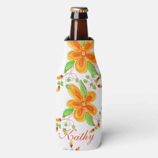 Rafraîchisseur Pour Bouteille Veste florale personnalisée (Bottle Devant)