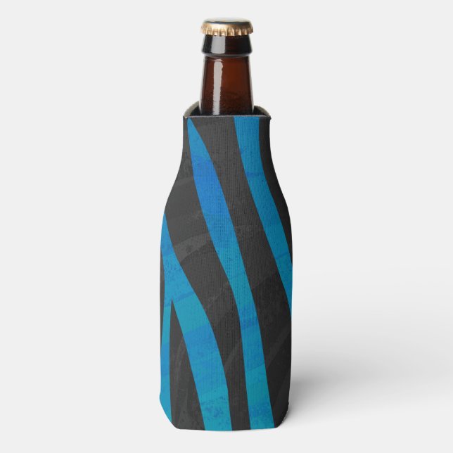 Rafraîchisseur Pour Bouteille Zèbre Impression Noir et Bleu (Bottle Devant)