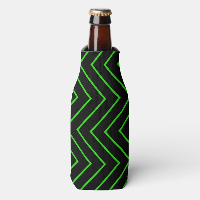 Rafraîchisseur Pour Bouteille Zig Zag Bottle Glacière/Vert & Noir (Bottle Devant)
