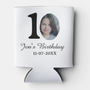 Rafraîchisseur Pour Canette 10 e anniversaire photo en gras lettre enfant nom