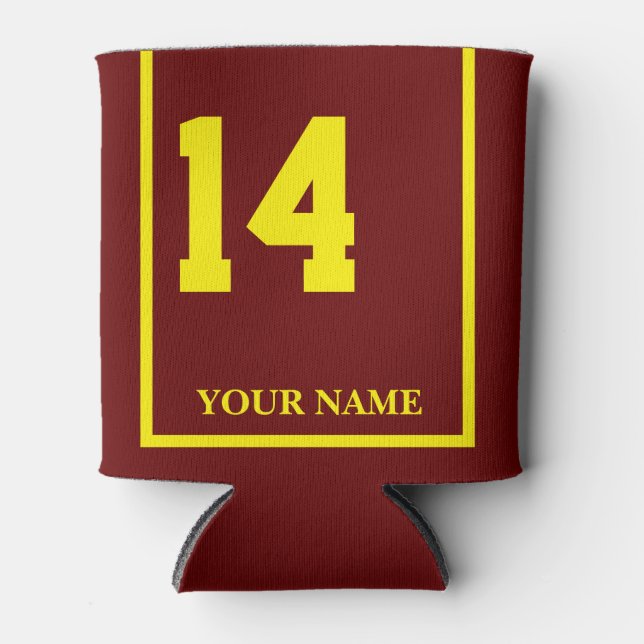 Rafraîchisseur Pour Canette 14 Maroon avec couverture à selle Cheval Jaune Per (Devant)