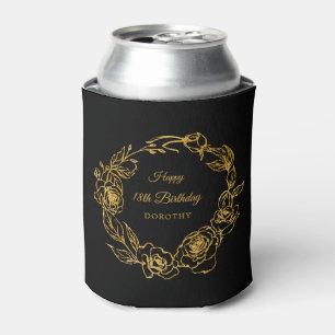Rafraîchisseur Pour Canette 18e anniversaire Luxe Gold Rose Personnalisé Noir