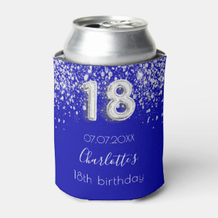 Rafraîchisseur Pour Canette 18e anniversaire royal bleu argent nom de la parti