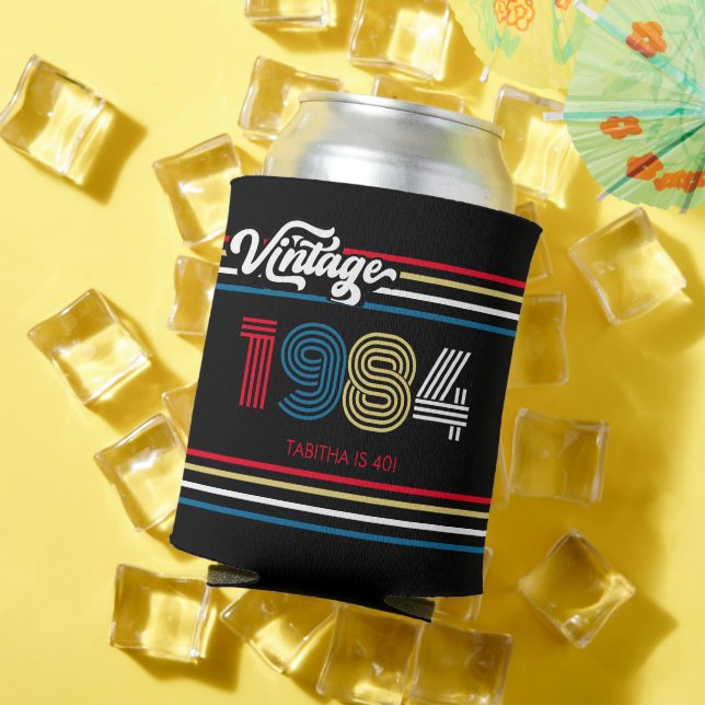 Rafraîchisseur Pour Canette 1984 Retro Stripe Vintage âge personnalisé - Année (Été in situ)