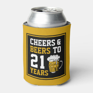 Rafraîchisseur Pour Canette 21e anniversaire Cheers & Bières à 21 ans