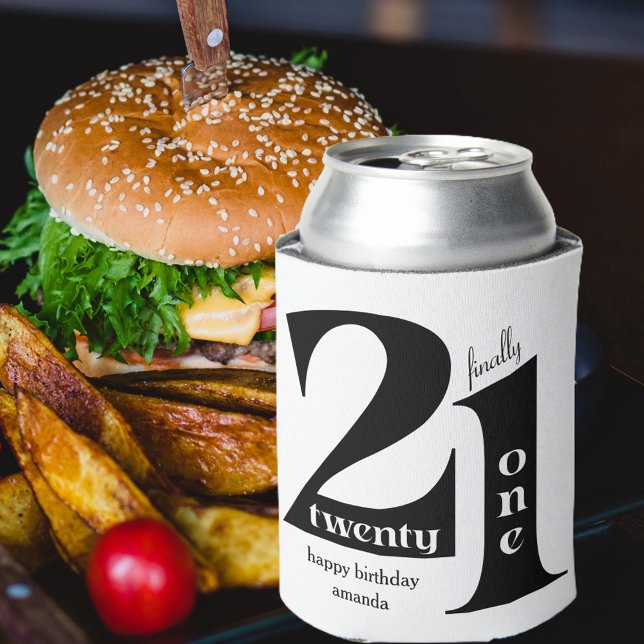 Rafraîchisseur Pour Canette 21e anniversaire Elégante typographie fête d'anniv (Créateur téléchargé)