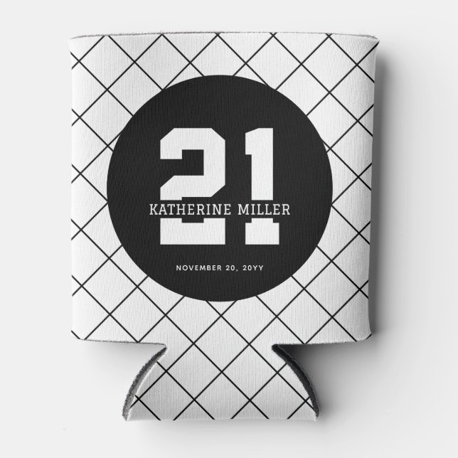 Rafraîchisseur Pour Canette 21e anniversaire personnalisé Moderne et élégant (Devant)