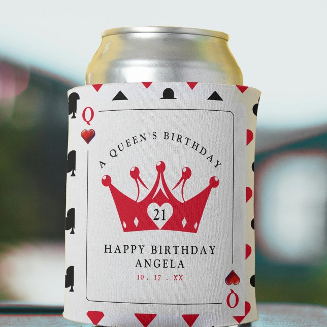 Rafraîchisseur Pour Canette 21e anniversaire Queen of Hearts Casino Poker Card (21st Birthday Queen of Hearts Casino Poker Card Can Cooler
)