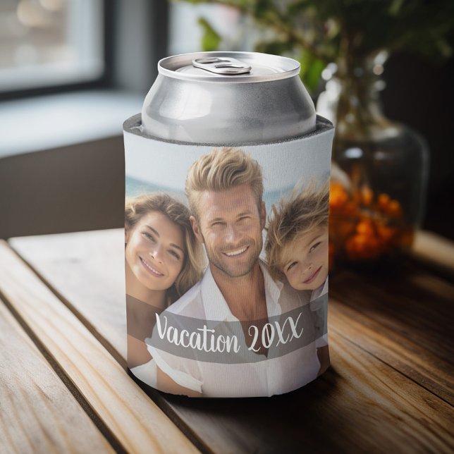 Rafraîchisseur Pour Canette 2 Photos avec votre propre mème Conversation Snap (Personalized can cooler with 4 photos and custom text)