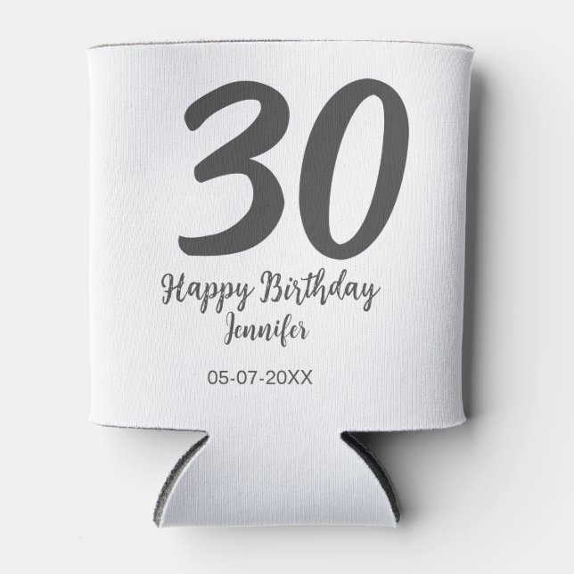 Rafraîchisseur Pour Canette 30e anniversaire ajouter nom date année noir modèl (Devant)