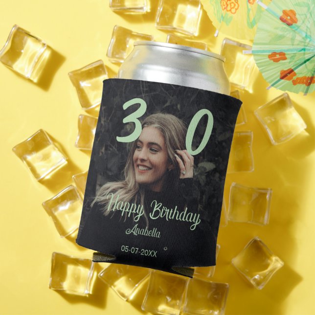 Rafraîchisseur Pour Canette 30e anniversaire ajouter nom date année vert paste (Été in situ)
