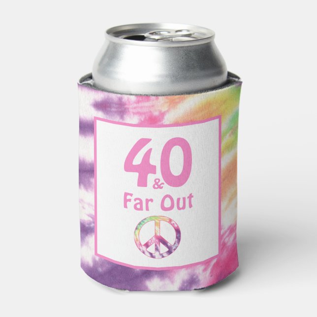Rafraîchisseur Pour Canette 40 et Far Out Cool Tie Dye Super 40e anniversaire (Can devant)