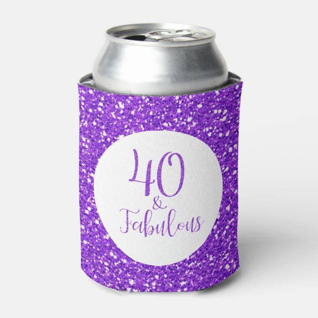 Rafraîchisseur Pour Canette 40 & Fabuleux anniversaire Sparkly Purple Parties  (Can devant)