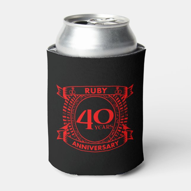 Rafraîchisseur Pour Canette 40e anniversaire du mariage ruby crest (Can devant)
