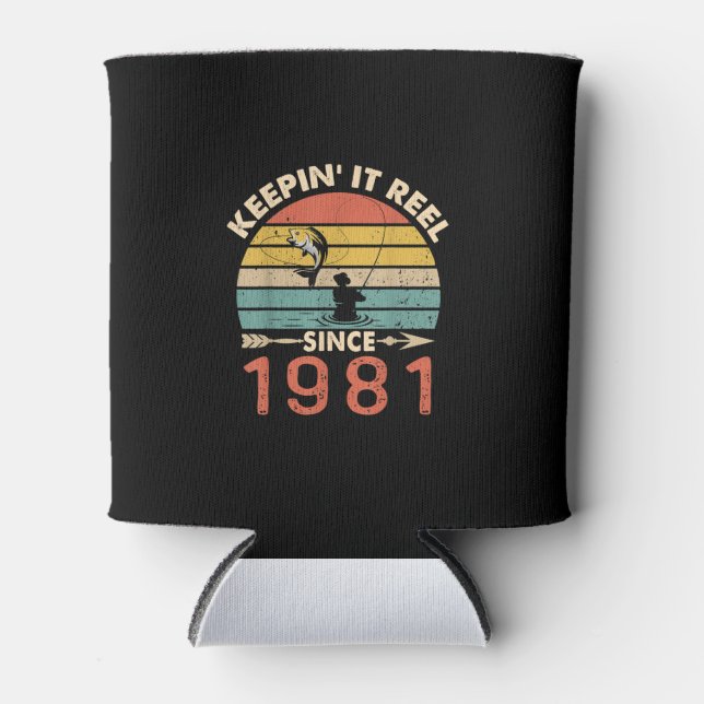 Rafraîchisseur Pour Canette 40e Birthday - Keepin It Reel Since 1981 Fishing (Devant)