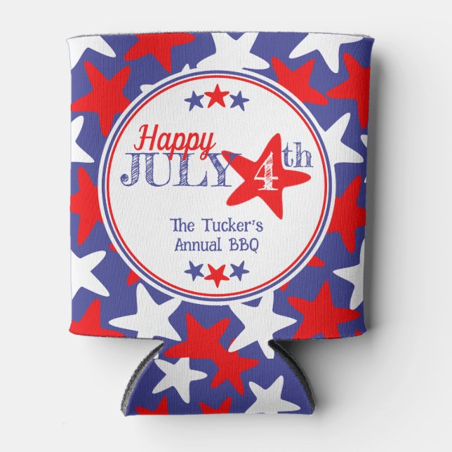 Rafraîchisseur Pour Canette 4 juillet Quatrième Étoiles Rouge Blanc Bleu Patri (Devant)