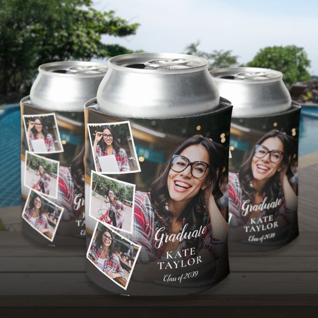 Rafraîchisseur Pour Canette 4 Photo Collage Moderne Graduation Party (4 Photo Collage Modern Graduation Party Can Cooler)
