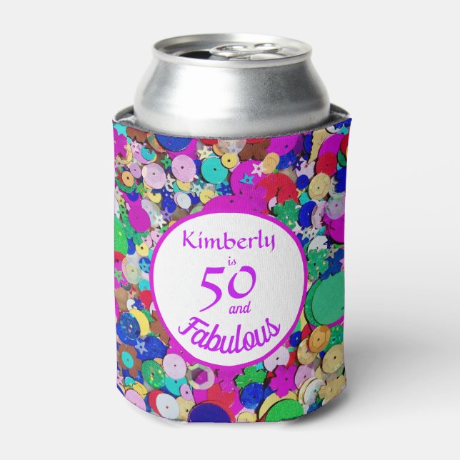 Rafraîchisseur Pour Canette 50 et fabuleux Sequin Anniversaire Can Cooler (Can devant)
