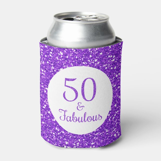 Rafraîchisseur Pour Canette 50 & Fabuleux anniversaire Sparkly Purple Parties  (Can devant)