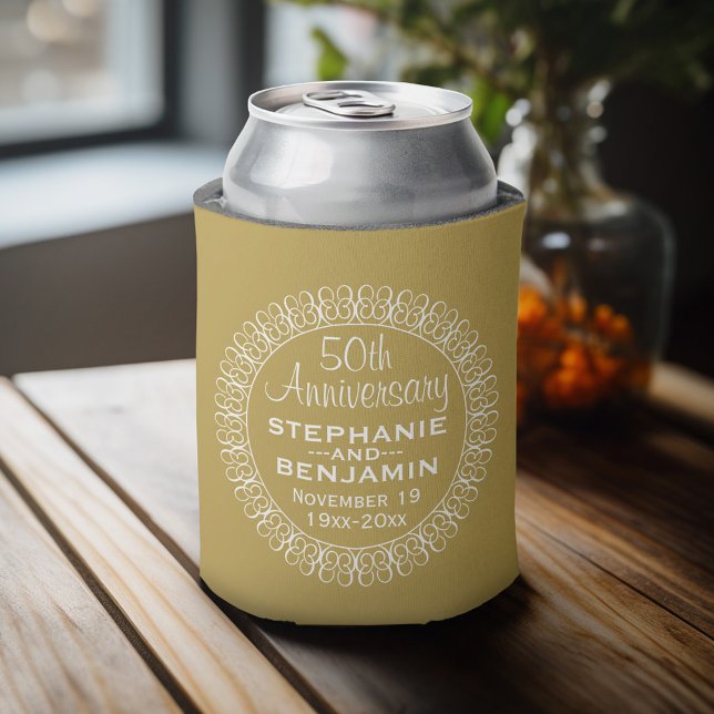 Rafraîchisseur Pour Canette 50e anniversaire du Mariage Personnalisé (Personalized Can Cooler - Add Your name for a great wedding anniversary party favor)
