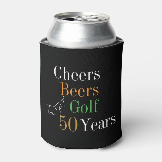 Rafraîchisseur Pour Canette 50e anniversaire Golf Cheers Bières Party Black Go (Can devant)