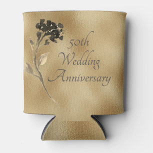 Rafraîchisseur Pour Canette 50e Anniversaire Or Floral Élégant