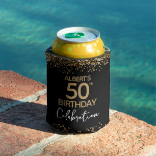 Rafraîchisseur Pour Canette 50e anniversaire Parties scintillant or et noir