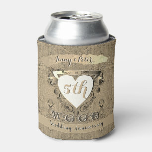 Rafraîchisseur Pour Canette 5e anniversaire Mariage "Bois" Boissons Cooler
