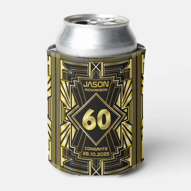 Rafraîchisseur Pour Canette 60e anniversaire Art Déco Gold Black Great Gatsby (Can devant)