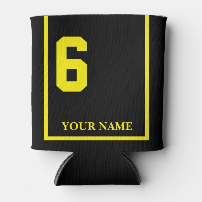 Rafraîchisseur Pour Canette 6 Noir avec selle Cheval Jaune Couverture Personna (Devant)