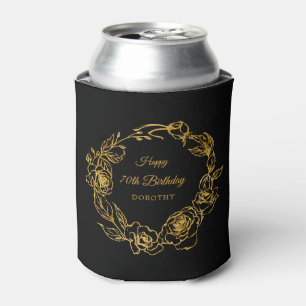 Rafraîchisseur Pour Canette 70e anniversaire Luxe Gold Rose Personnalisé Noir