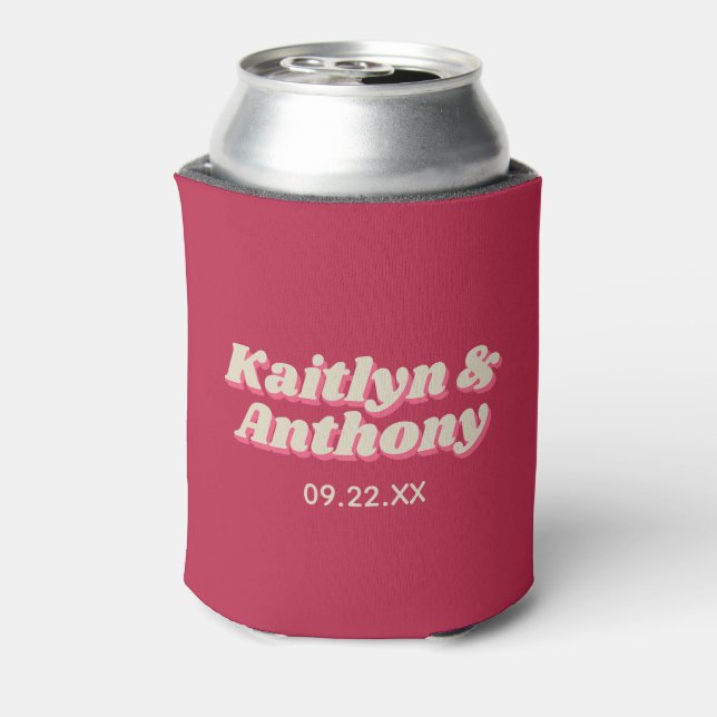 Rafraîchisseur Pour Canette 70's Retro Super Viva Magenta Mariage (Can Dos)