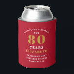 Rafraîchisseur Pour Canette 80th Birthday Red And Gold Ajouter Votre Nom<br><div class="desc">Gardez ces boissons de fête du 80e anniversaire cool avec ce schéma de couleurs classique de rouge et or peut refroidir. Modifiez facilement le texte avec le modèle fourni. Découvrez notre gamme de cadeaux d'anniversaire et des idées d'offre de fête pour plus de grands designs.</div>