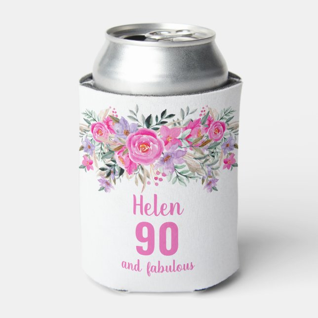 Rafraîchisseur Pour Canette 90e anniversaire floral rose peut refroidir (Can devant)
